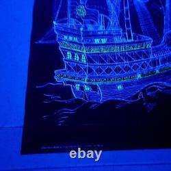 Vintage 1970 Peace Ship Blacklight Poster 33 X 21 Nos