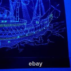 Vintage 1970 Peace Ship Blacklight Poster 33 X 21 Nos