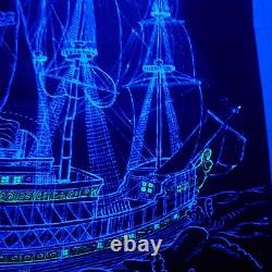 Vintage 1970 Peace Ship Blacklight Poster 33 X 21 Nos