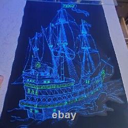 Vintage 1970 Peace Ship Blacklight Poster 33 X 21 Nos