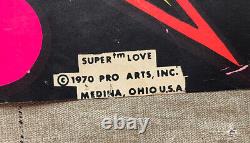 Vintage 1970 Pro Arts Inc Medina Ohio Tom Gatz Super Love Blacklight Poster