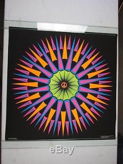 Vintage 1970 Psychedelic PEACE EXPLOSION Blacklight Poster Mark Zadorozny NOS