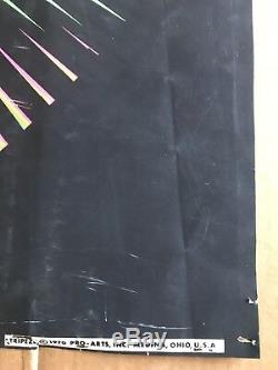 Vintage 1970 TRIPEZE Black Light Poster OP ART Psychedelic Geometric NEON MCM
