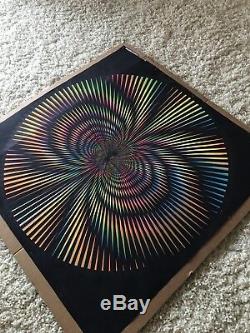 Vintage 1970 TRIPEZE Black Light Poster OP ART Psychedelic Geometric NEON MCM