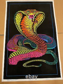 Vintage 1970's AA Graphics King Cobra #991 Blacklight Poster 35 x 23 Rolled