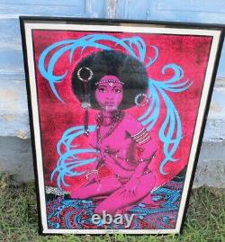 Vintage 1970's Afro Venus Poster Velva-Print Flocked Blacklight PP-417 35 x 23