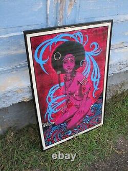 Vintage 1970's Afro Venus Poster Velva-Print Flocked Blacklight PP-417 35 x 23