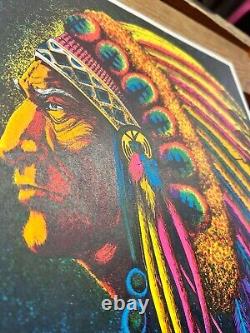Vintage 1970's Black Light Poster Blacklight THE PROUD CHIEF by AA Sales Seattle