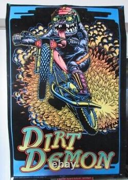 Vintage 1970's Black Light Poster DIRT DEMON 21 x 32 Western Graphics Corp