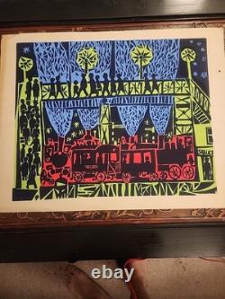 Vintage 1970's Blacklight Headshop Poster BOSKPVICE SKALICE TRAIN STATION
