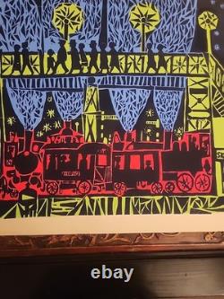 Vintage 1970's Blacklight Headshop Poster BOSKPVICE SKALICE TRAIN STATION