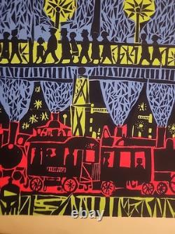 Vintage 1970's Blacklight Headshop Poster BOSKPVICE SKALICE TRAIN STATION