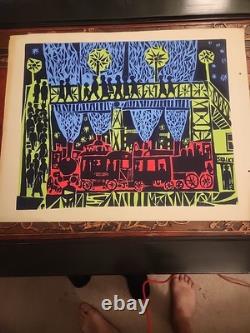 Vintage 1970's Blacklight Headshop Poster BOSKPVICE SKALICE TRAIN STATION