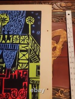 Vintage 1970's Blacklight Headshop Poster BOSKPVICE SKALICE TRAIN STATION