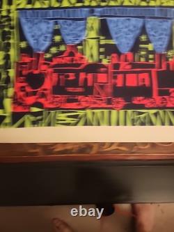 Vintage 1970's Blacklight Headshop Poster BOSKPVICE SKALICE TRAIN STATION