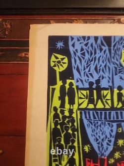 Vintage 1970's Blacklight Headshop Poster BOSKPVICE SKALICE TRAIN STATION