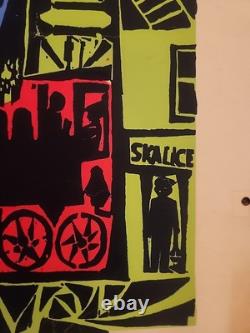 Vintage 1970's Blacklight Headshop Poster BOSKPVICE SKALICE TRAIN STATION