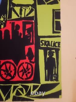 Vintage 1970's Blacklight Headshop Poster BOSKPVICE SKALICE TRAIN STATION
