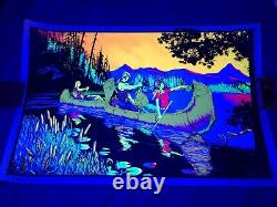 Vintage 1970's Canoe Trip AA Sales Screenprint Blacklight Poster