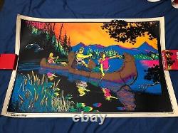 Vintage 1970's Canoe Trip AA Sales Screenprint Blacklight Poster