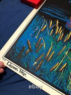 Vintage 1970's Canoe Trip AA Sales Screenprint Blacklight Poster