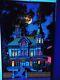 Vintage 1970's Ominous Mansion Flocked Blacklight Poster Good Used Condition