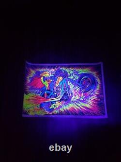 Vintage 1970 velva-print blacklight poster, Devil Rider. PP 451