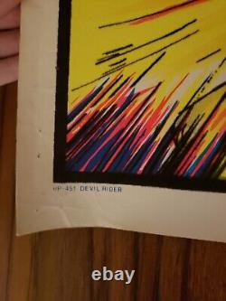 Vintage 1970 velva-print blacklight poster, Devil Rider. PP 451