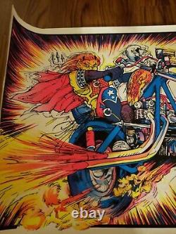 Vintage 1970 velva-print blacklight poster, Devil Rider. PP 451