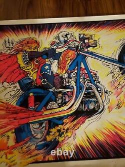 Vintage 1970 velva-print blacklight poster, Devil Rider. PP 451