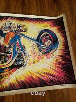 Vintage 1970 velva-print blacklight poster, Devil Rider. PP 451