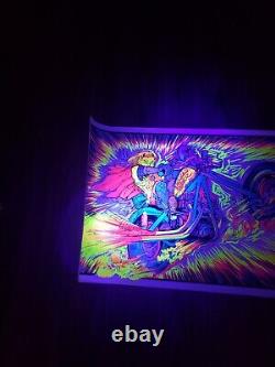 Vintage 1970 velva-print blacklight poster, Devil Rider. PP 451