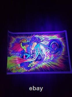 Vintage 1970 velva-print blacklight poster, Devil Rider. PP 451