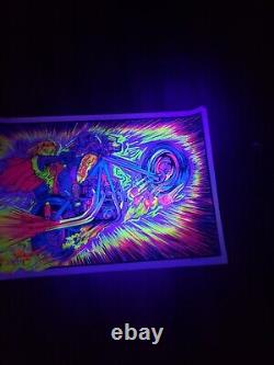 Vintage 1970 velva-print blacklight poster, Devil Rider. PP 451