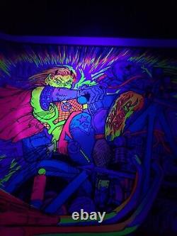 Vintage 1970 velva-print blacklight poster, Devil Rider. PP 451