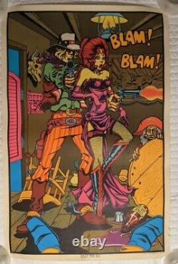 Vintage 1970s BILLY THE KID Blacklight Poster AA Sales 35x23 Psychedelic RARE
