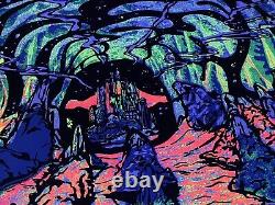 Vintage 1970s Blacklight Poster Mystical Psychedelic Castle Space Travel Sci-Fi