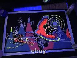 Vintage 1970s Blacklight Poster Mystical Psychedelic Phoenix Lovers Magic Carpet