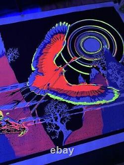 Vintage 1970s Blacklight Poster Mystical Psychedelic Phoenix Lovers Magic Carpet