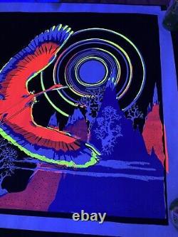 Vintage 1970s Blacklight Poster Mystical Psychedelic Phoenix Lovers Magic Carpet