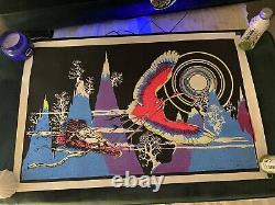 Vintage 1970s Blacklight Poster Mystical Psychedelic Phoenix Lovers Magic Carpet