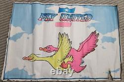 Vintage 1970s FLY UNITED Poster- Birds, Geese, Airline S3x RARE Black light