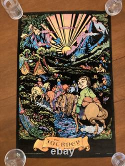 Vintage 1970s Flocked Blacklight Hobbit Poster Tolkien Journey Begins 32 x 21
