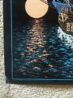 Vintage 1970s Moonship Flocked Black Light Poster original and rare