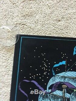 Vintage 1970s Moonship Flocked Black Light Poster original and rare