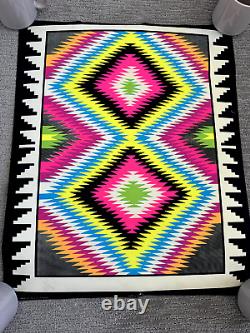 Vintage 1970s NAVAJO OP PSYCHEDELIC HEADSHOP BLACKLIGHT POSTER By A SIRKIA 21x25