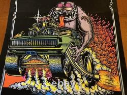 Vintage 1970s Original Black Light Psychedelic Poster Ed Roth Rat Fink Monster