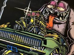 Vintage 1970s Original Black Light Psychedelic Poster Ed Roth Rat Fink Monster