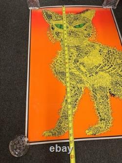 Vintage 1970s Psychedelic Cat Blacklight Poster Cocorico Graphics Joe Roberts Jr