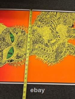 Vintage 1970s Psychedelic Cat Blacklight Poster Cocorico Graphics Joe Roberts Jr